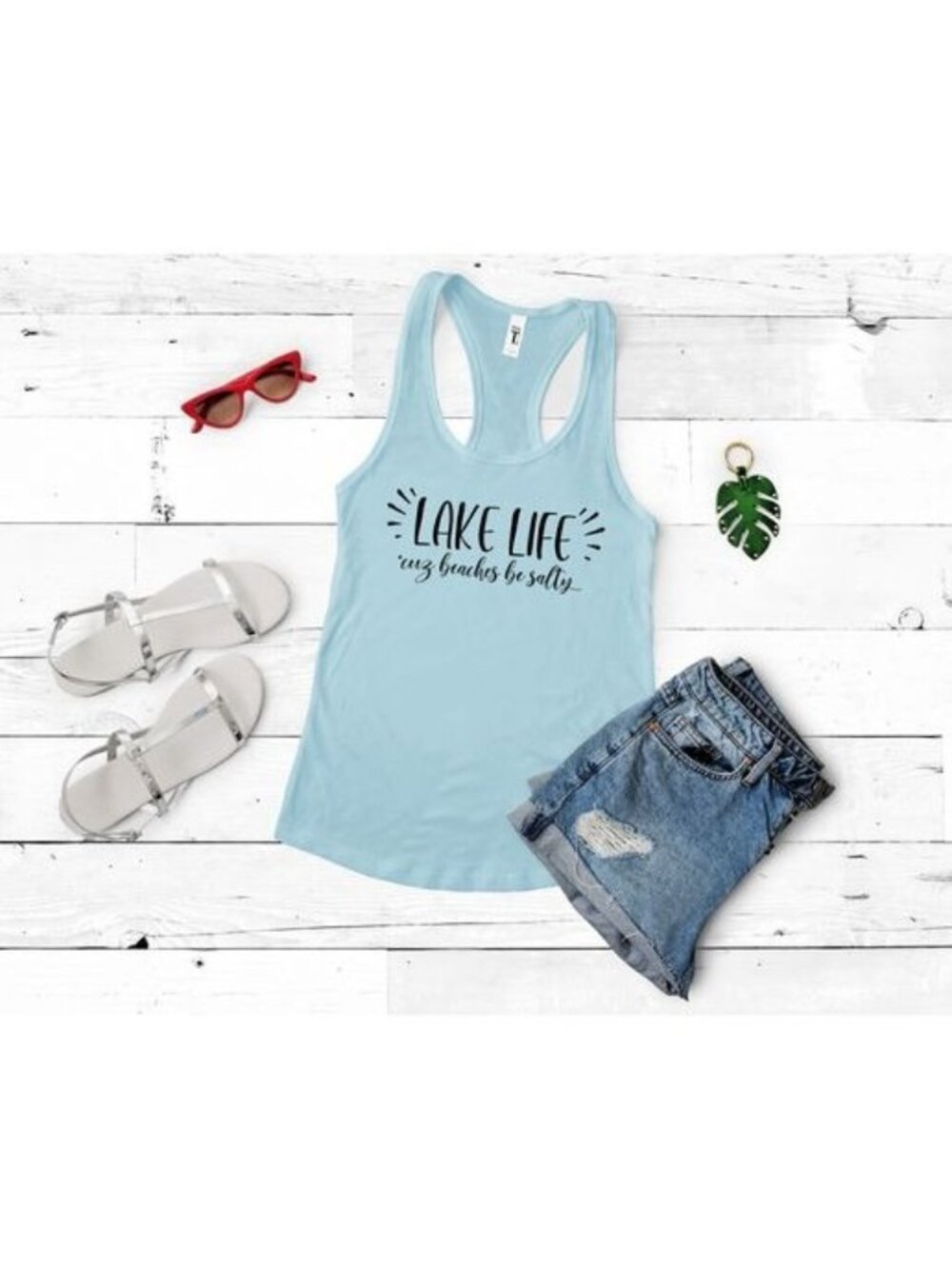 Lake Life Womens Blue Racerback Tank Top S By Next Level